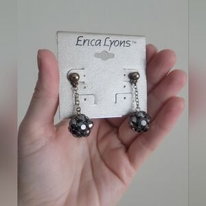 Erica Lyons Disco Ball Drop Earrings, Gunmetal & Gold